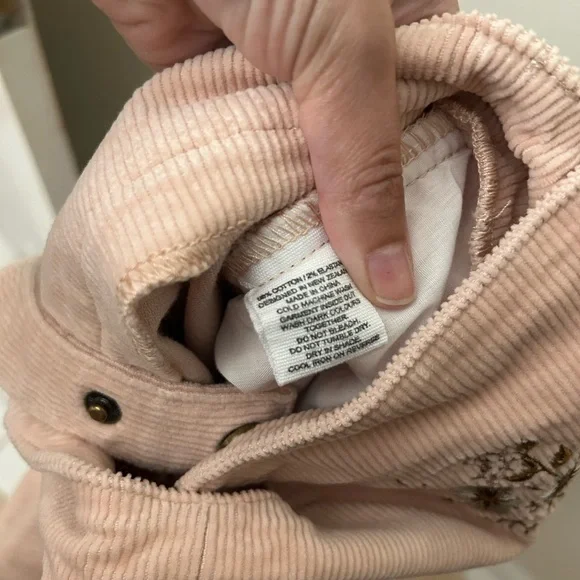 Jamie Kay Pink Corduroy Overalls with Embroidery - Picture 4 of 6